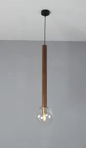 תלייה אגוז אמריקאי 65 ס"מ עם כדור זכוכית שקופה